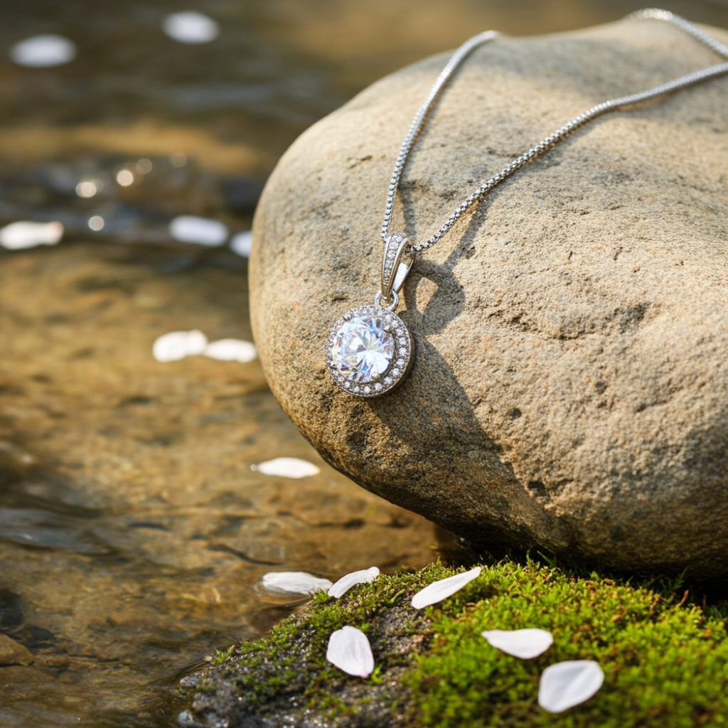 Eternal Hope Cushion-Cut CZ Necklace, 14k White Gold Finish