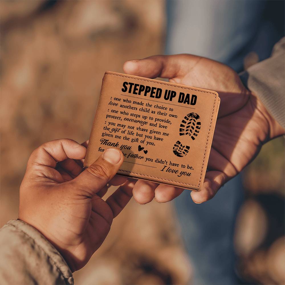 Stepdad Gift Leather Bifold Wallet – Full Grain Cowhide
