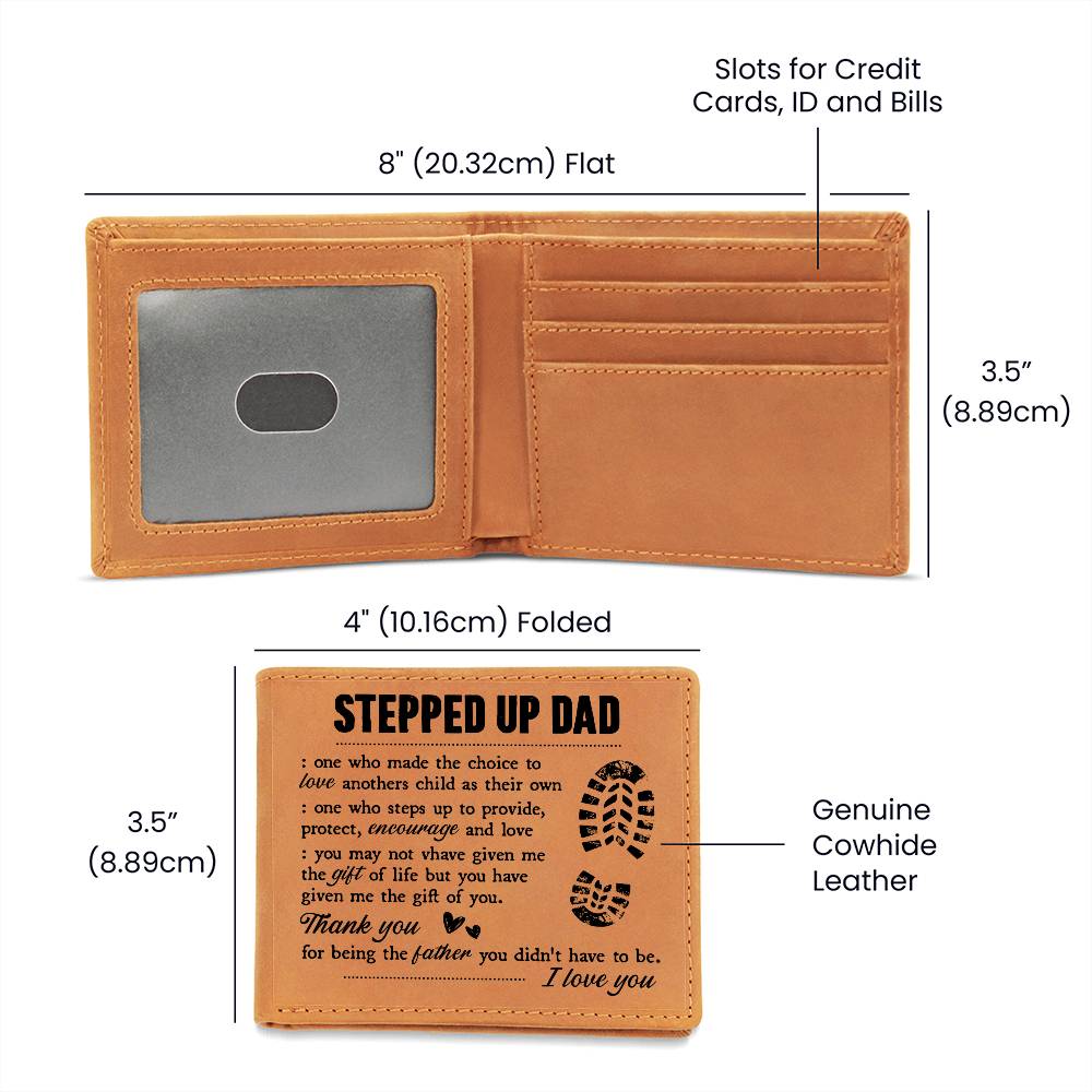 Stepdad Gift Leather Bifold Wallet – Full Grain Cowhide