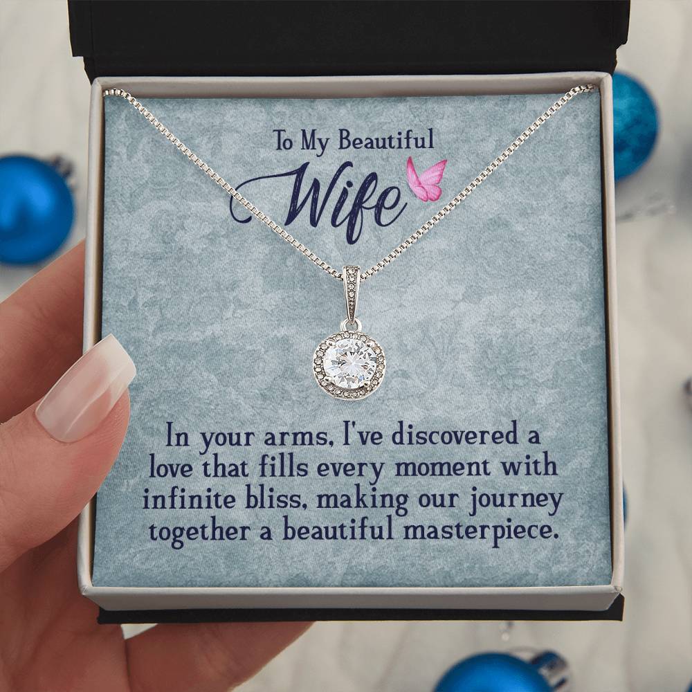 Eternal Hope Cushion Cut CZ Necklace, 14k White Gold Finish