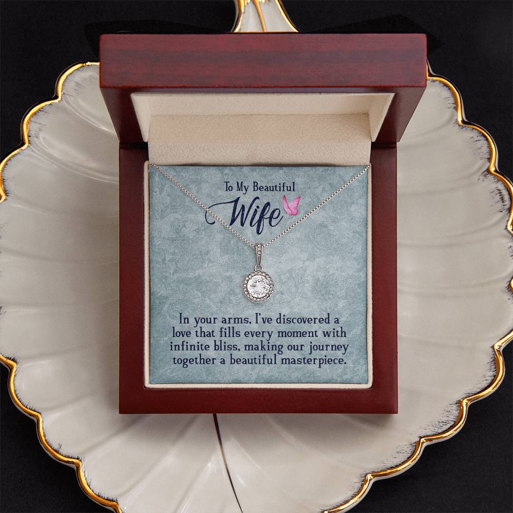 Eternal Hope Cushion Cut CZ Necklace, 14k White Gold Finish