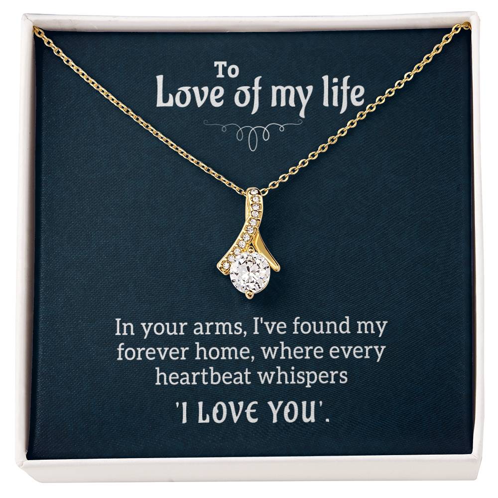 Alluring Beauty Ribbon Pendant Necklace, Gold Finish