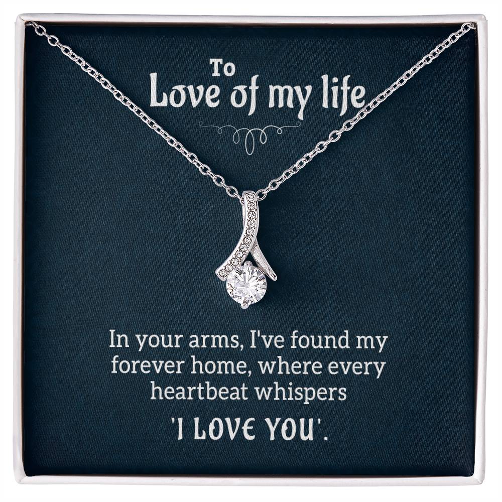 Alluring Beauty Ribbon Pendant Necklace, Gold Finish