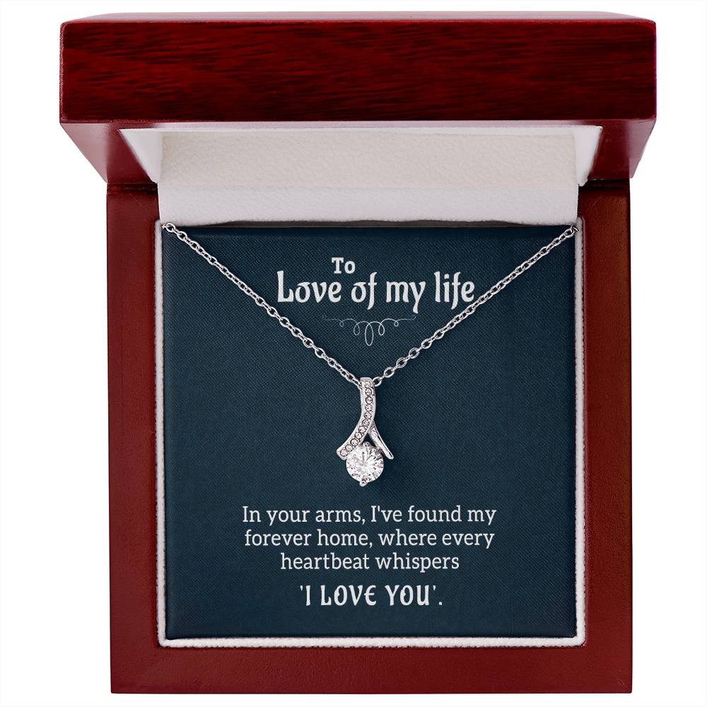 Alluring Beauty Ribbon Pendant Necklace, Gold Finish