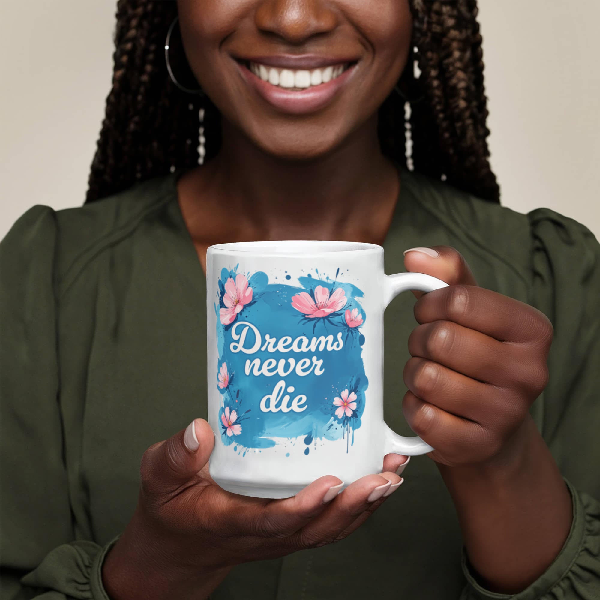 Dreams Never Die Ceramic Coffee Mug, 11 oz White