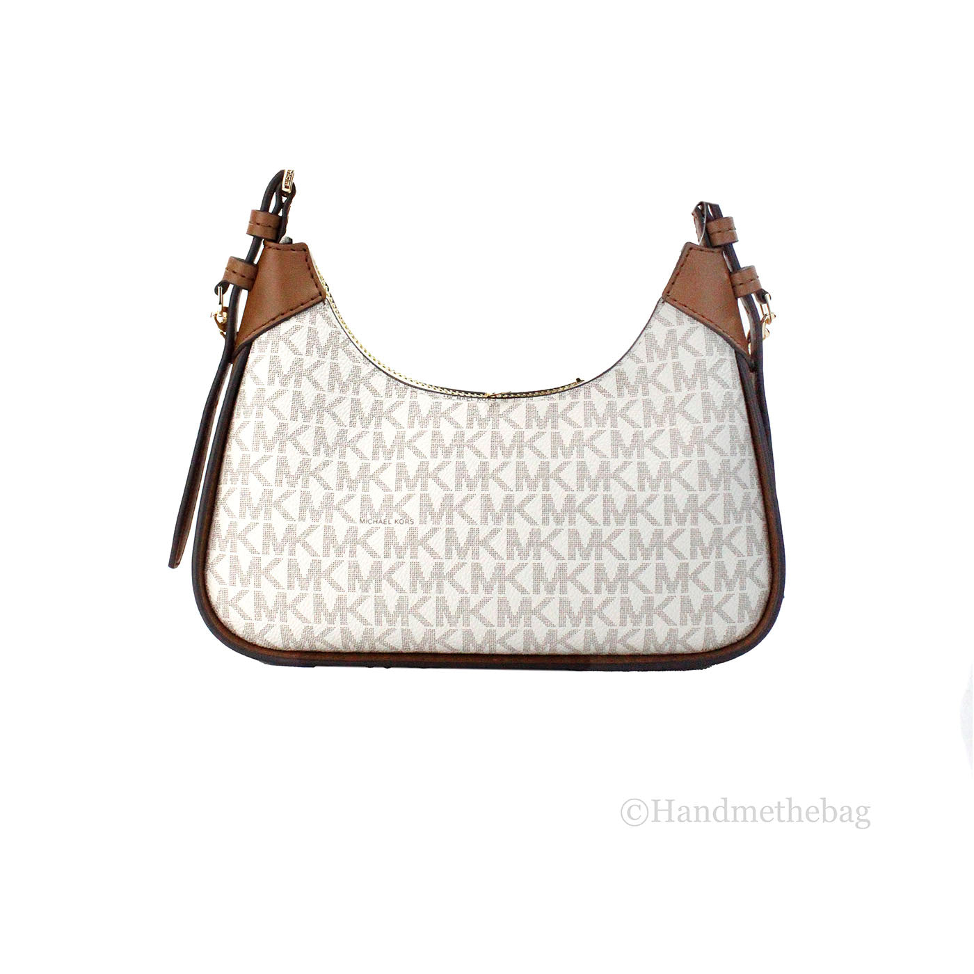Michael Kors Wilma Small Vanilla PVC Chain Crossbody Bag featuring a chic design with signature PVC material and gold chain.