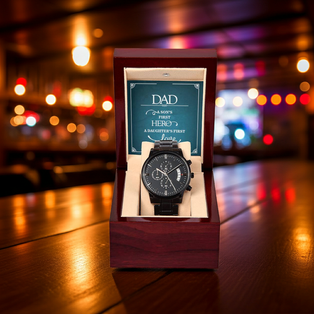 A Son's First Hero - Black Chronograph Watch